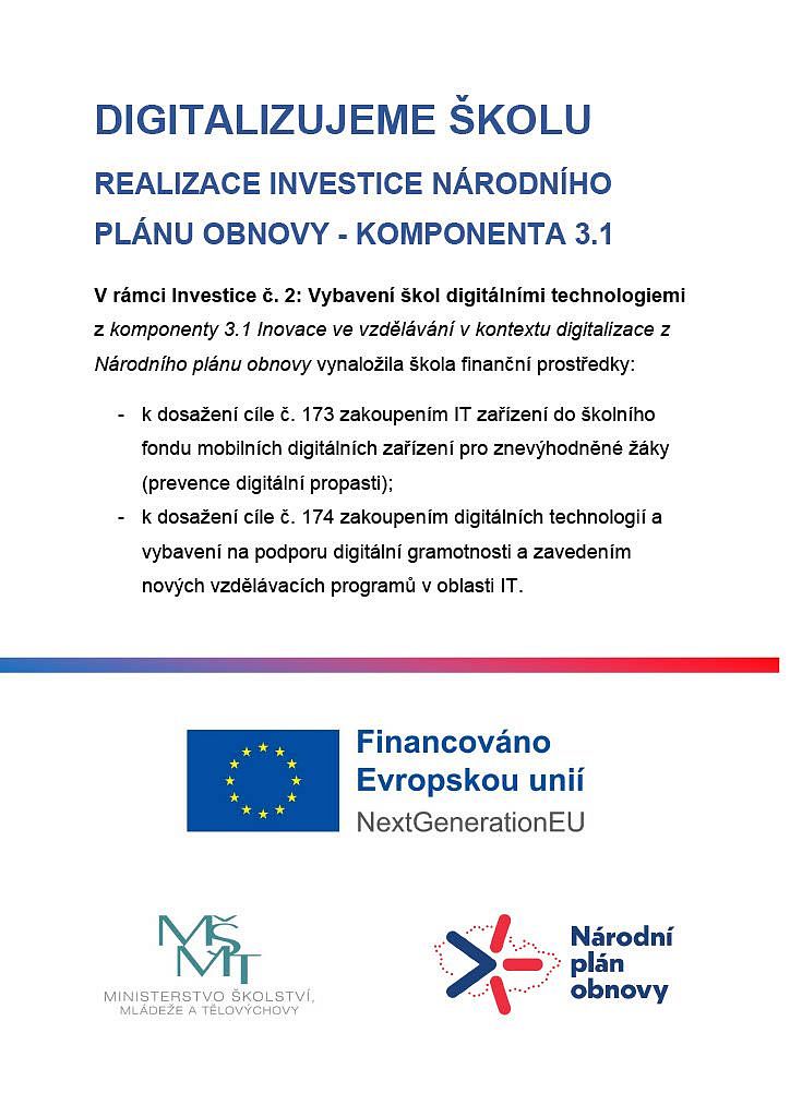 realizace investice národního plánu obnovy